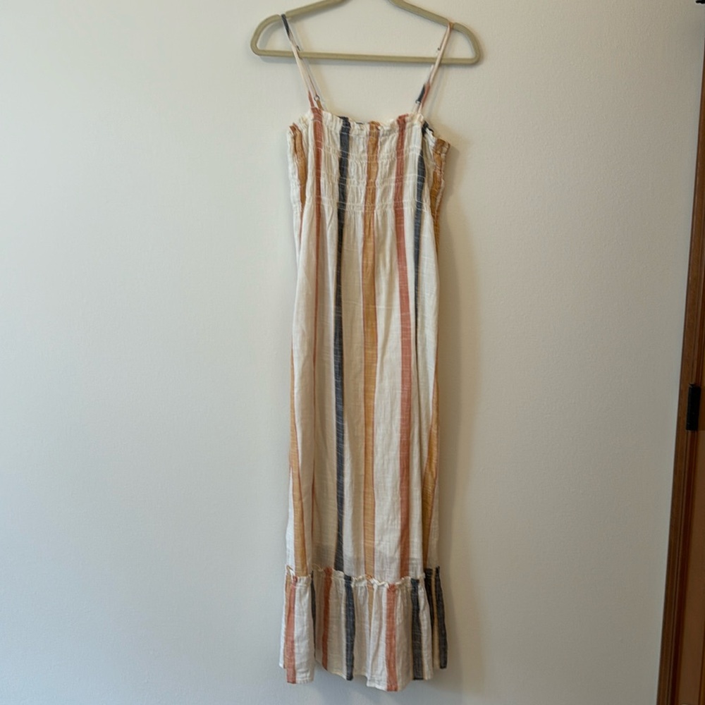O'Neill Lane Striped Maxi Dress Gauze Multi Colors Spaghetti Straps Sz S